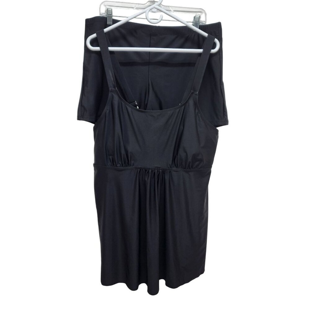 Holipick Womens Black Plus Size Swim Dress Adjustable Straps Size 20W